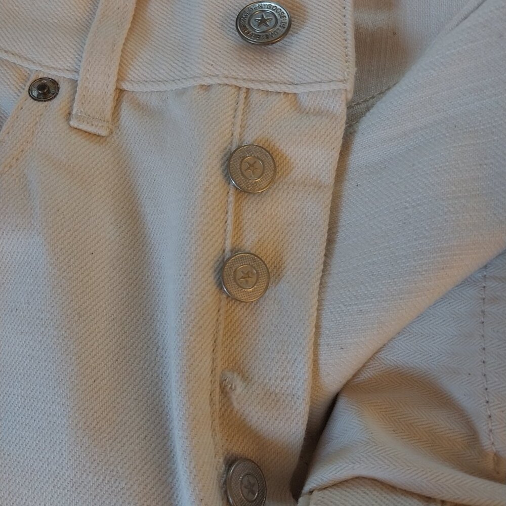 Golden Goose Texas Paisley Embroidery Ivory Straight Raw-Cut Crop Jeans … - Picture 14 of 14